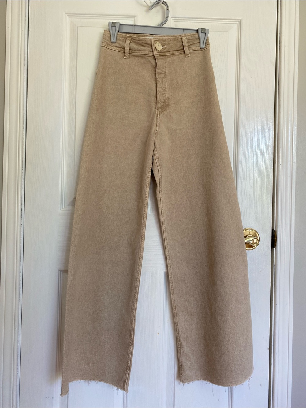 Zara The Marine Straight Wide Leg High-Rise Jeans Cream Size 2